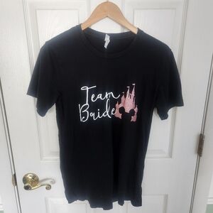 Disney Black 'Team Bride' T-Shirt Bridesmaid Shirt Size Medium